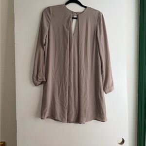 Elegant Long Sleeve Taupe Dress